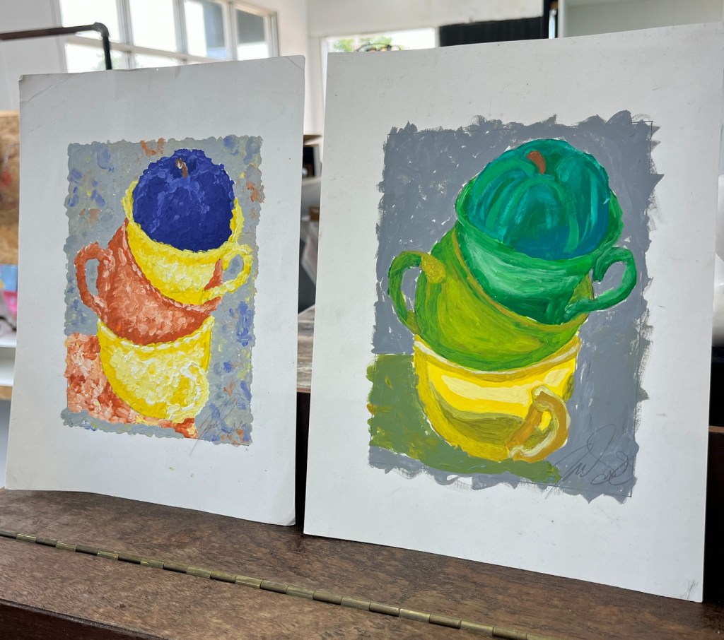 stacked cups with pumpkin